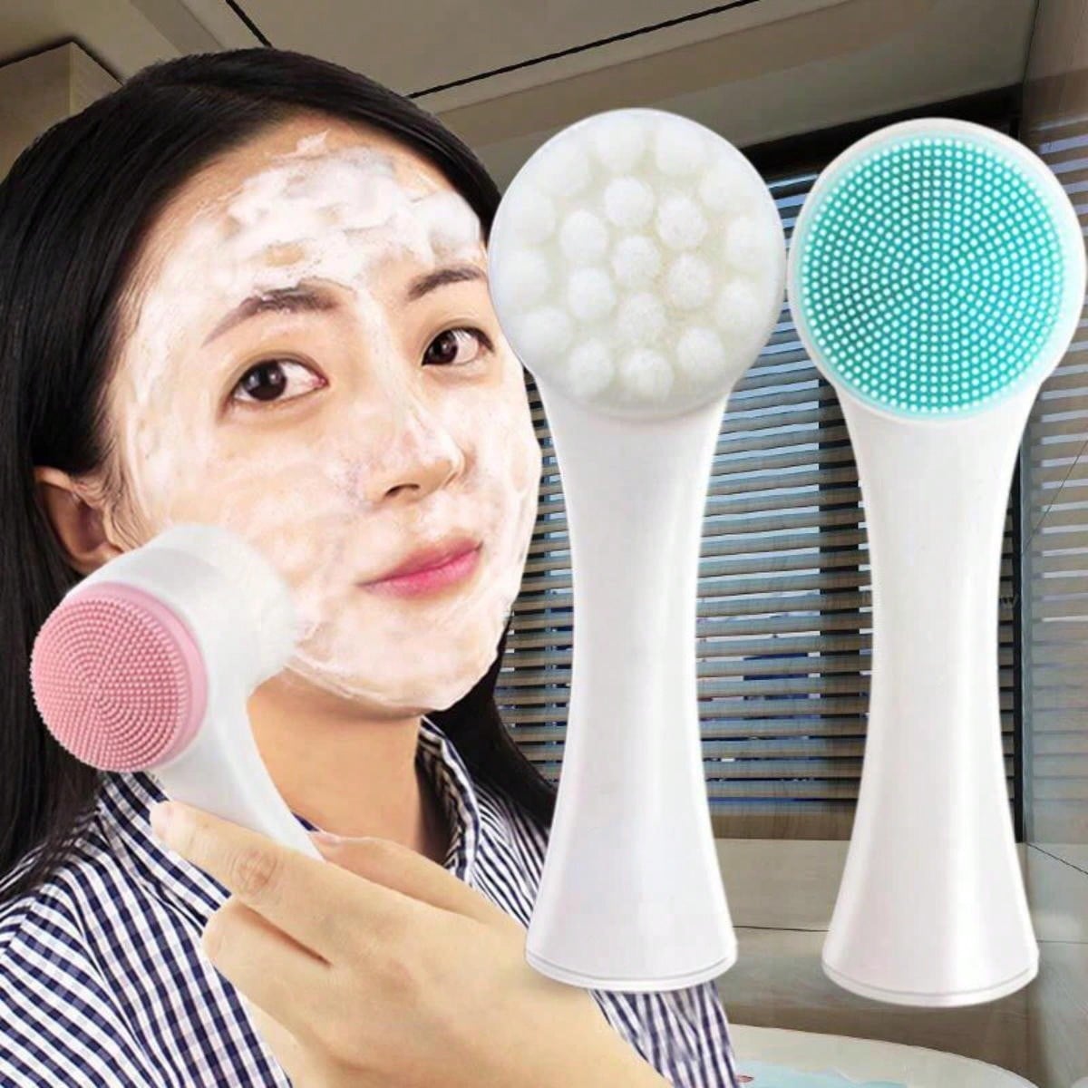 Silicone Face Scrubber Electric - منظف للوجه مزدوج الجوانب، فرشاة تنظيف